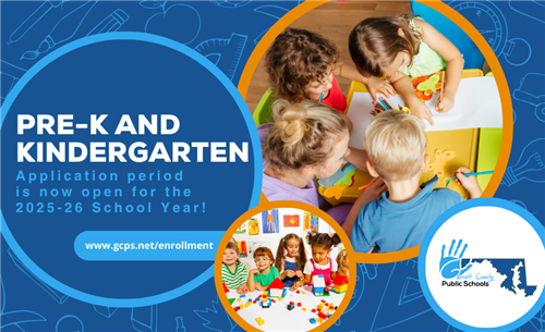 Infographic highlighting the open application period for Pre-k and Kindergarten as detailed in the story.